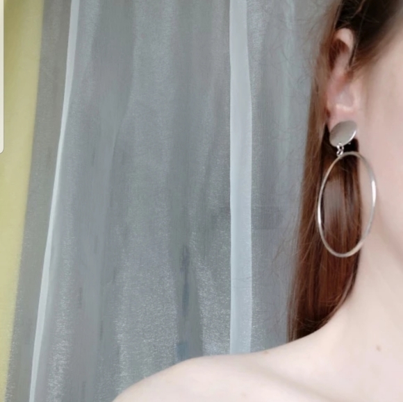 Clip On Earrings Large Hoop Circle - Picture 2 of 3
